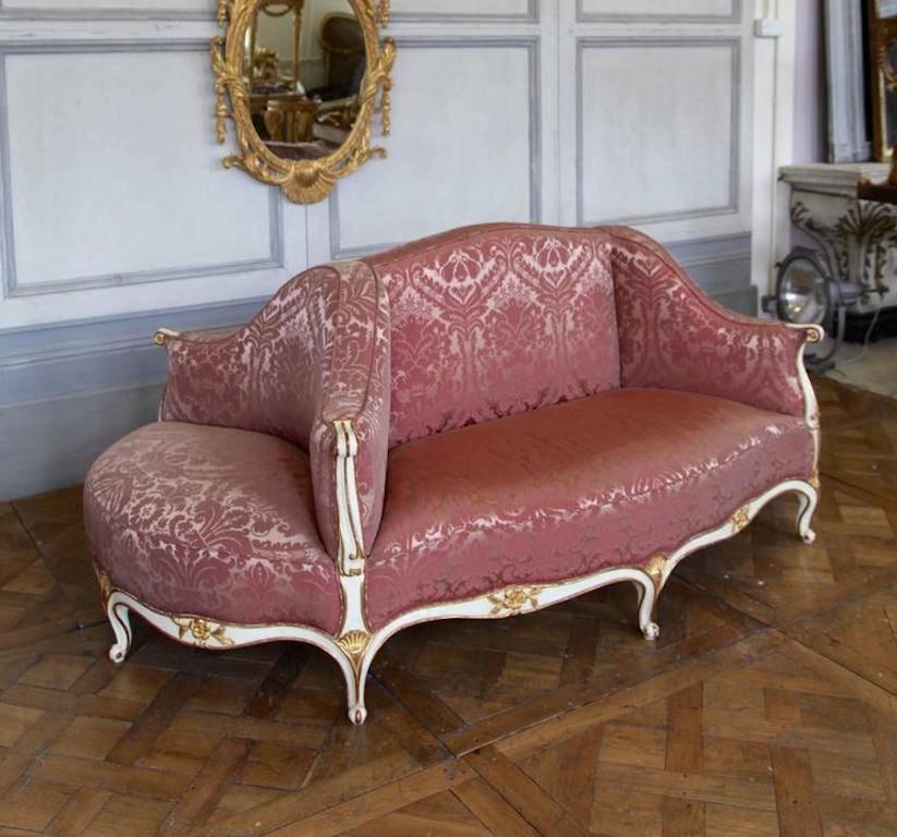 Hand-Carved Louis XV Style, Free Standing Oval Sofa Reproduced by La Maison London