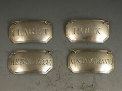 Set George III Irish Silver Wine Labels 'Vin De Grave, Hock, Claret & Hermi