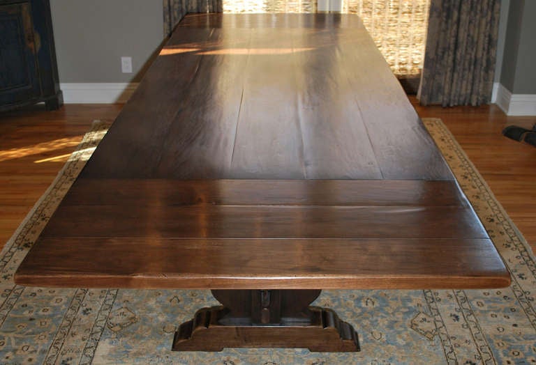 Contemporary Expandable Dining Table in Vintage Walnut, Built to Order by Petersen Antiques For Sale