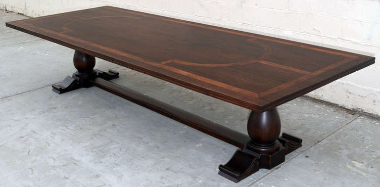 Walnut Tuscan Renaissance Style Dining Table, Custom-Made by Petersen Antiques For Sale