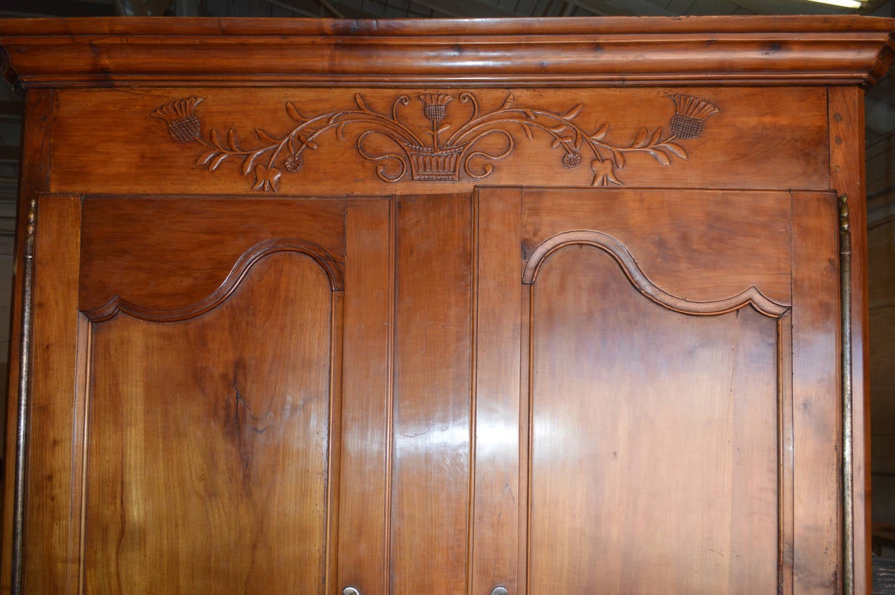 French Louis XV Period Armoire in Cherrywood For Sale