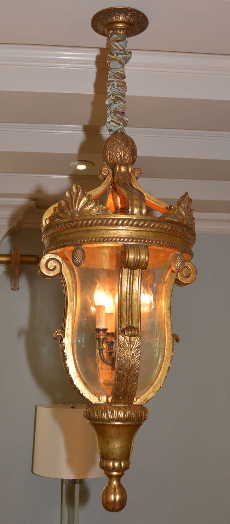 American Pair of Giltwood and Glass Chandeliers