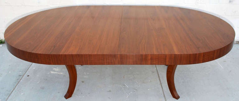 Large walnut dining table with extension leaf (100