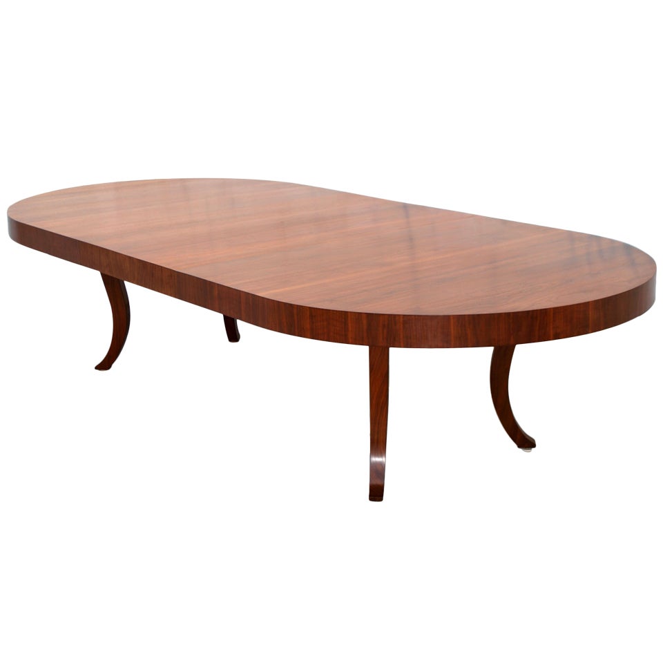 Expanding Walnut Dining Table of Midcentury Design For Sale