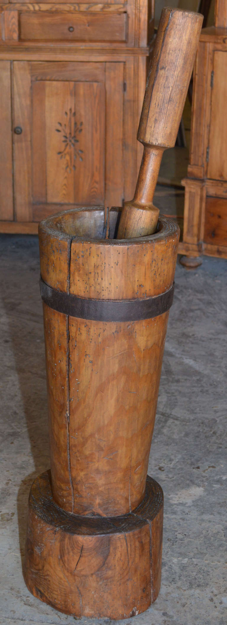 antique wooden mortar and pestle