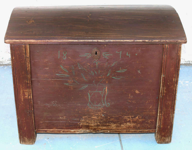 Painted hope chest with stylized 