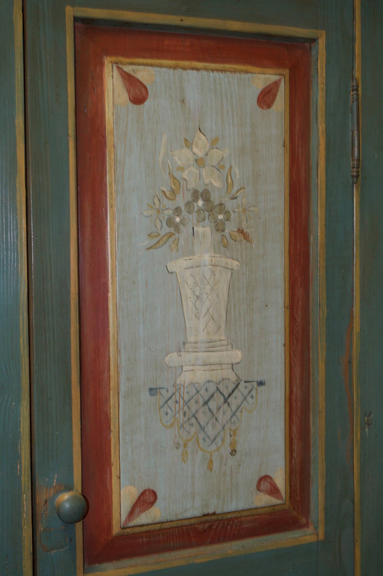 Latvian Painted Corner Cabinet