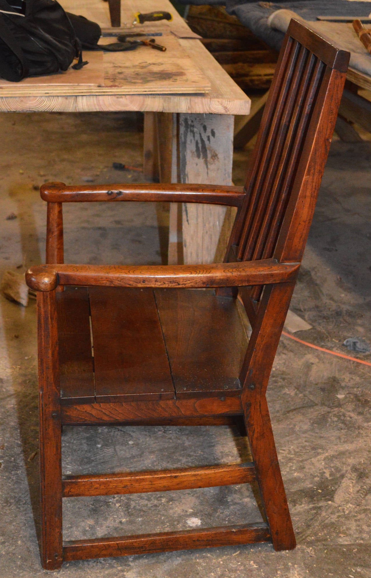 Solid elmwood armchair with beautiful patina!