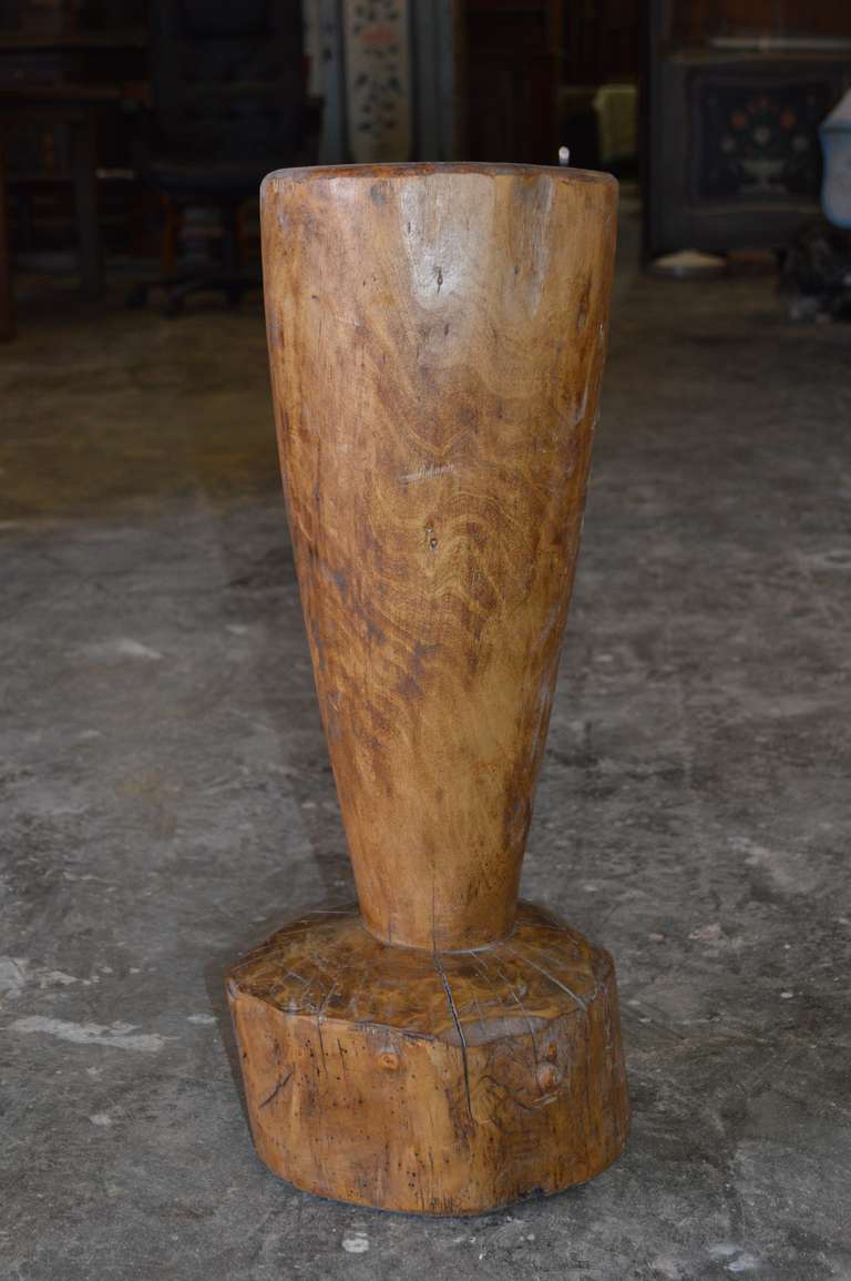 Beautifully carved mortar. Made from a single piece of birch wood, used for crushing hemp seed and grain.