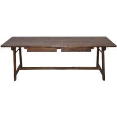Fir Work Table with Two Drawers 7