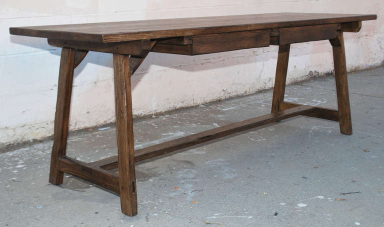 Fir-Work-Tisch mit zwei Schubladen, maßgefertigt von Petersen Antiques im Angebot 2