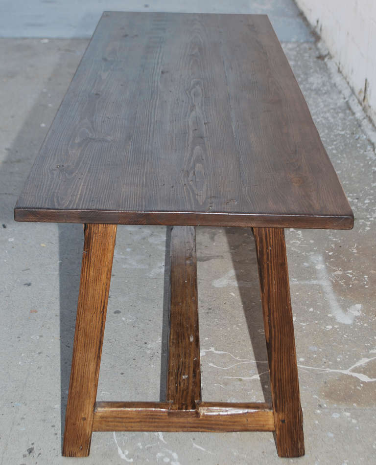 Contemporary Fir Work Table with Two Drawers, Custom Made by Petersen Antiques For Sale