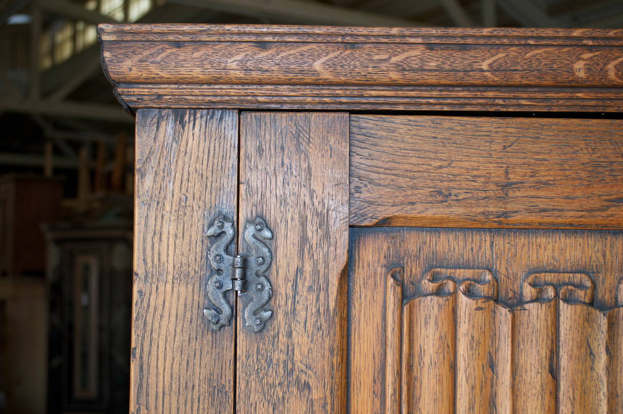Wrought Iron Arts and Crafts Armoire in Oak