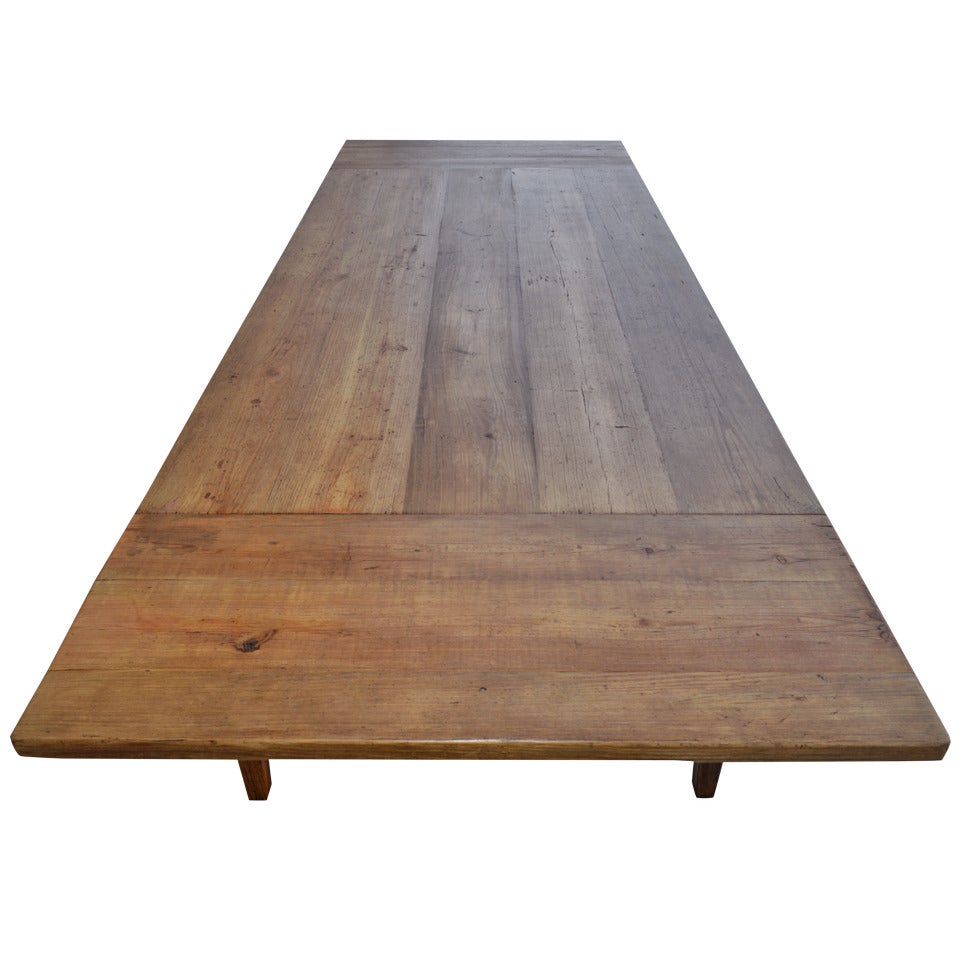 Expandable Harvest Table in Vintage Heart Pine, Custom Made by Petersen Antiques