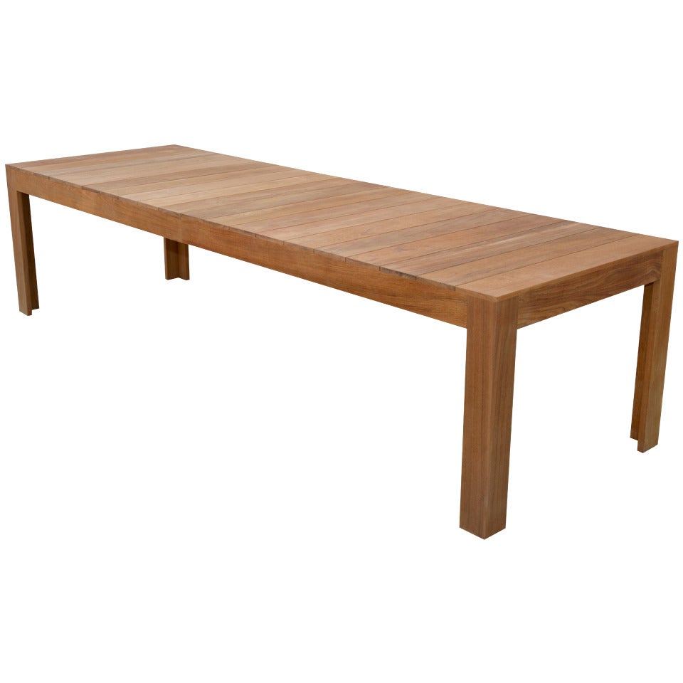 Expandable Outdoor Dining Table in Teak, Custom Made by Petersen Antiques