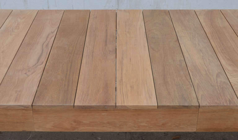 Expandable Outdoor Dining Table in Teak, Custom Made by Petersen Antiques In Excellent Condition For Sale In Los Angeles, CA