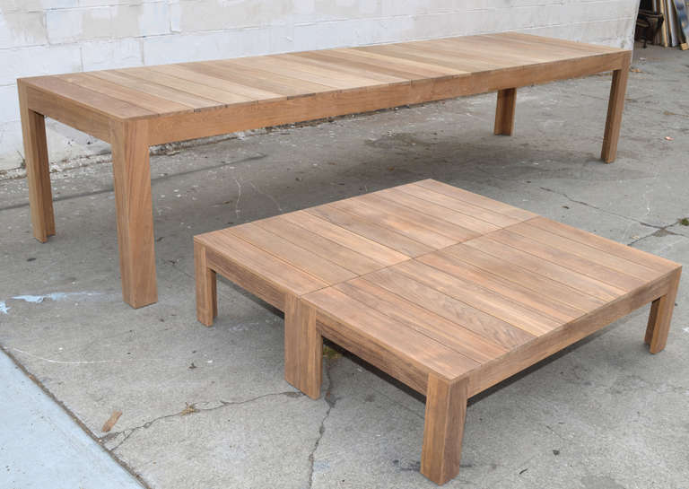 Expandable Outdoor Dining Table in Teak, Custom Made by Petersen Antiques For Sale 2