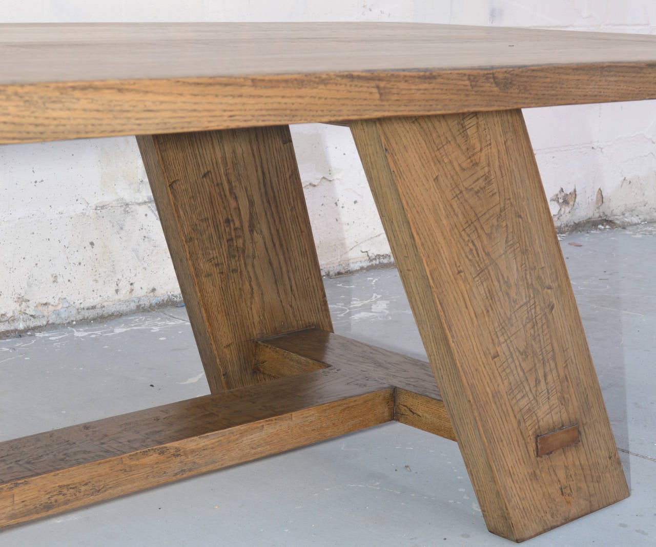 Modern Custom Banquet Table in Vintage White Oak, Made to Order by Petersen Antiques For Sale