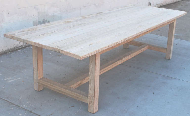 Vintage Pine Farm or Harvest Table, Sun Bleached and Weathered 4