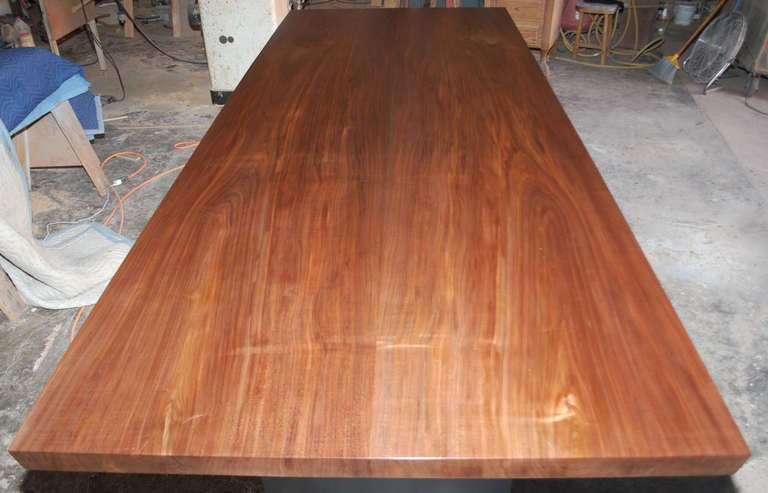 Dining Table in Solid Bookmatched Walnut, Custom Made by Petersen Antiques In Excellent Condition For Sale In Los Angeles, CA