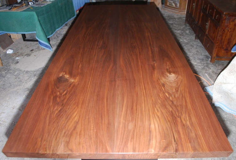 Contemporary Dining Table in Solid Bookmatched Walnut, Custom Made by Petersen Antiques For Sale