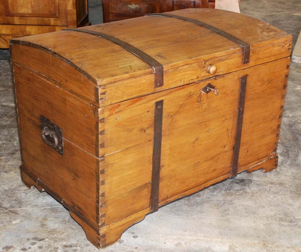 Looks like an old pirate's chest! This piece will add character as well as lots of storage to any room. All the original hardware is intact. Even the old lock still works!