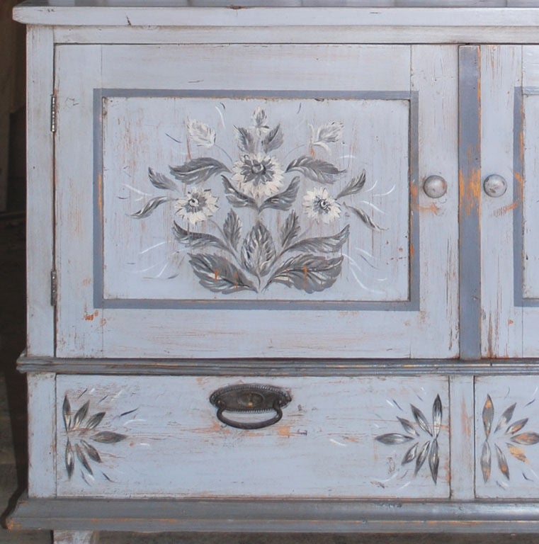 Pine Baltic Buffet or Hutch Painted Gustavian Gray