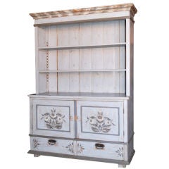 Antique Baltic Buffet or Hutch Painted Gustavian Gray