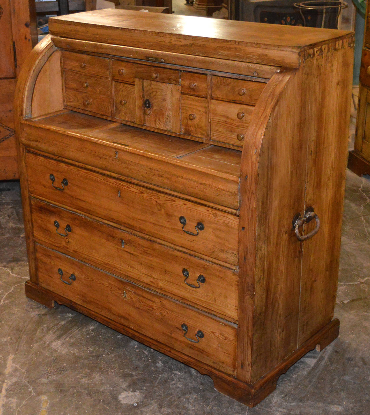 Danish Cylinderical Roll-Top Desk, 1840s 3