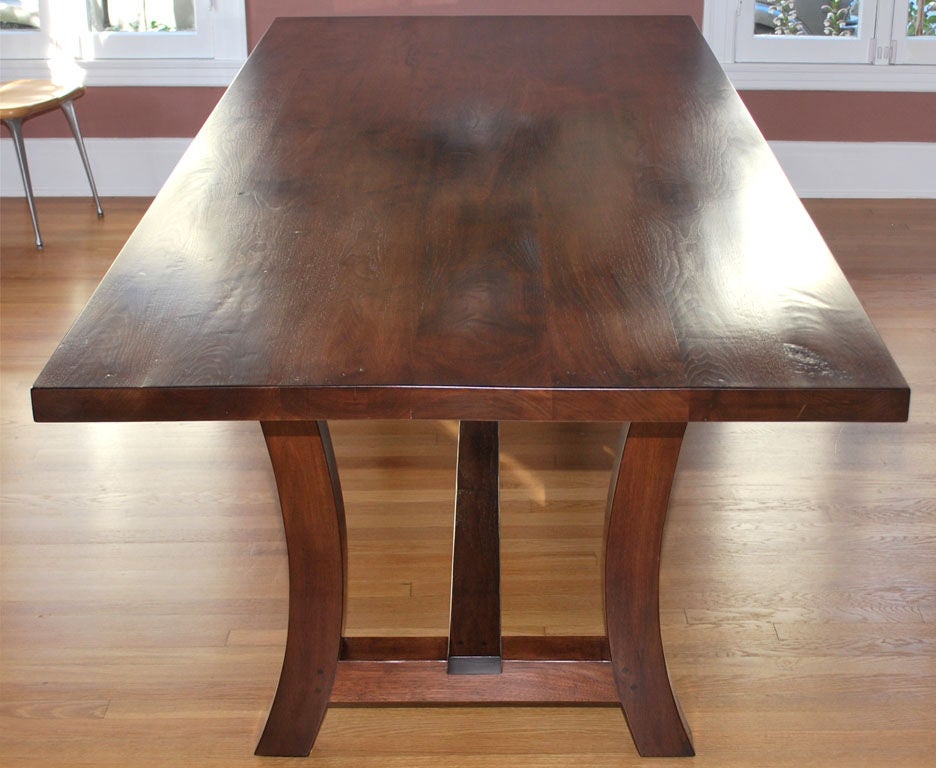 American Craftsman Walnut Dining Table, Built to Order by Petersen Antiques  For Sale