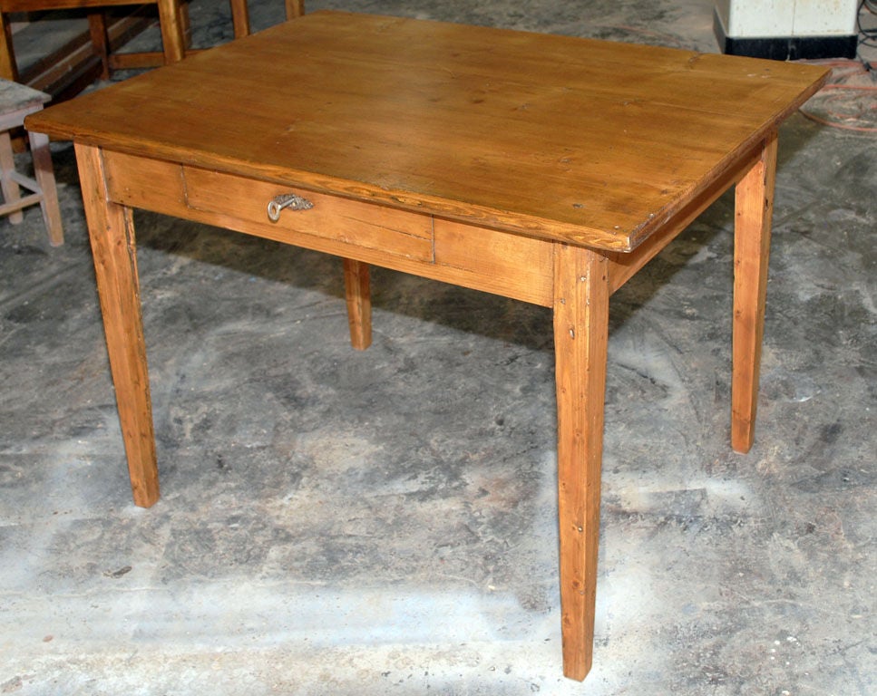 Country Antique Farm Table with Drawer