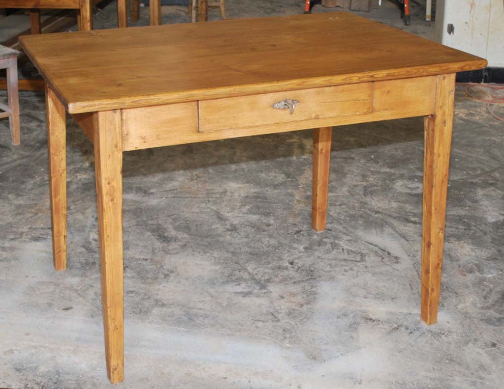 Swedish Antique Farm Table with Drawer
