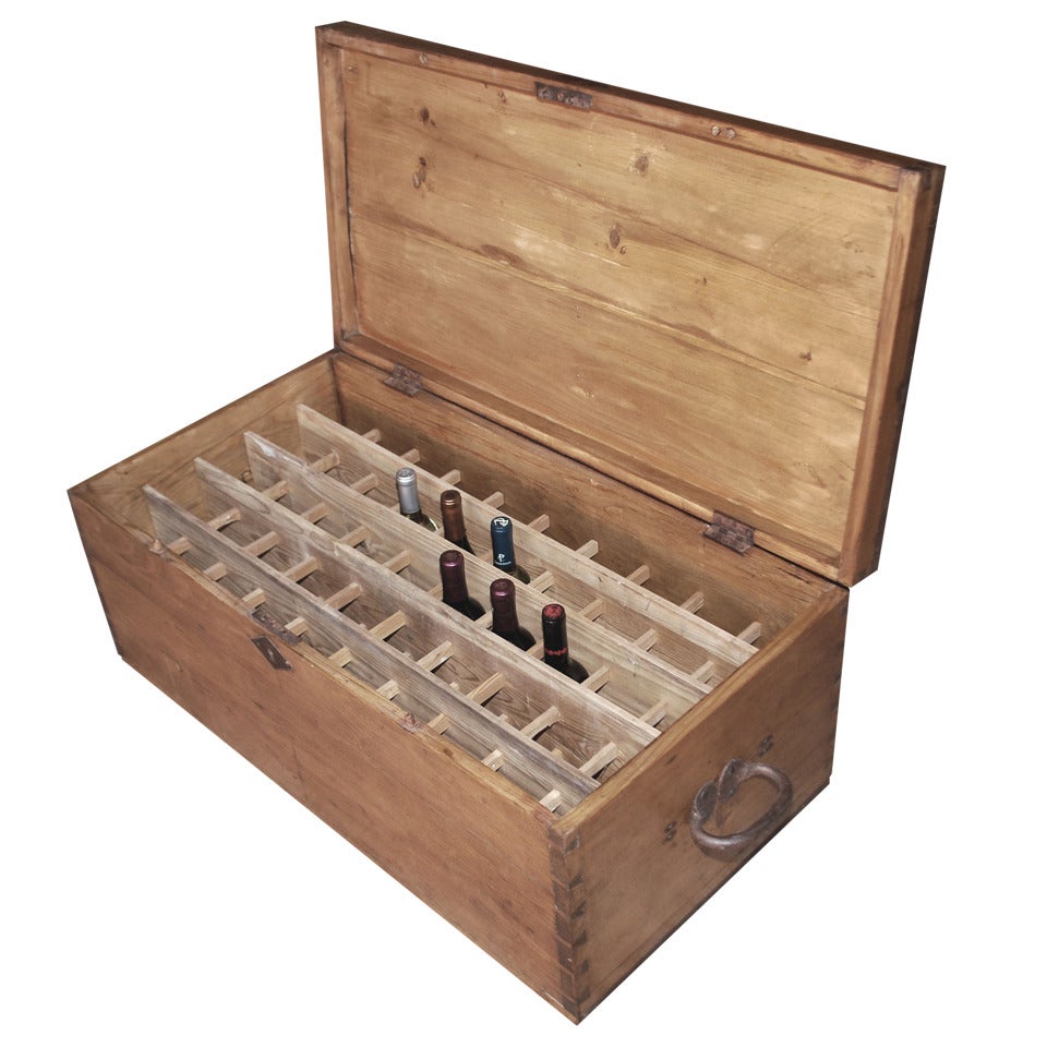 Portable Wine Cellar or Antique Chest, Holds Fifty Bottles of Wine