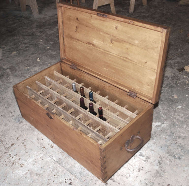 Portable Wine Cellar or Antique Chest, Holds Fifty Bottles of Wine 1