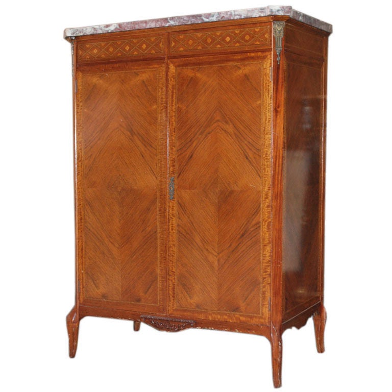 Cabinet with Inlaid Wood and  Diamond Matched Panels