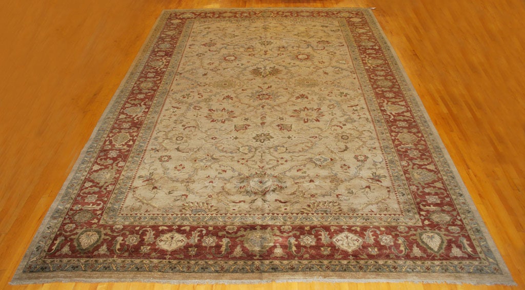 Soft earth tones with beautiful borders in complimentary colors make this high quality carpet stand out. 12x18