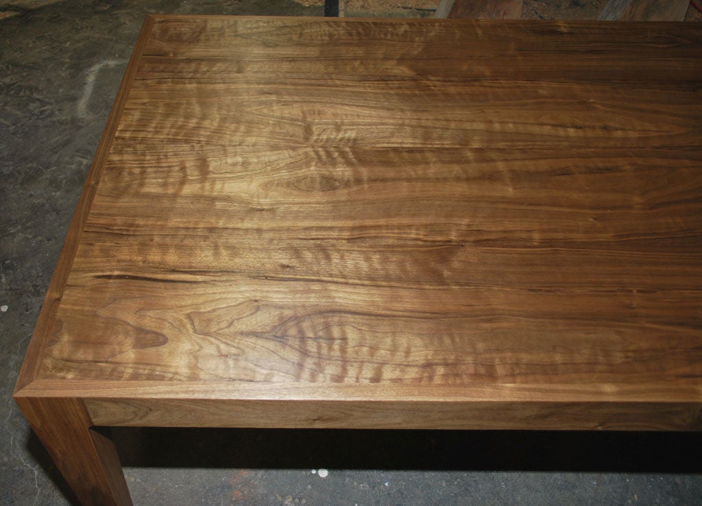 Contemporary Parsons Table in Solid Bookmatched Walnut, Made to Order by Petersen Antiques For Sale