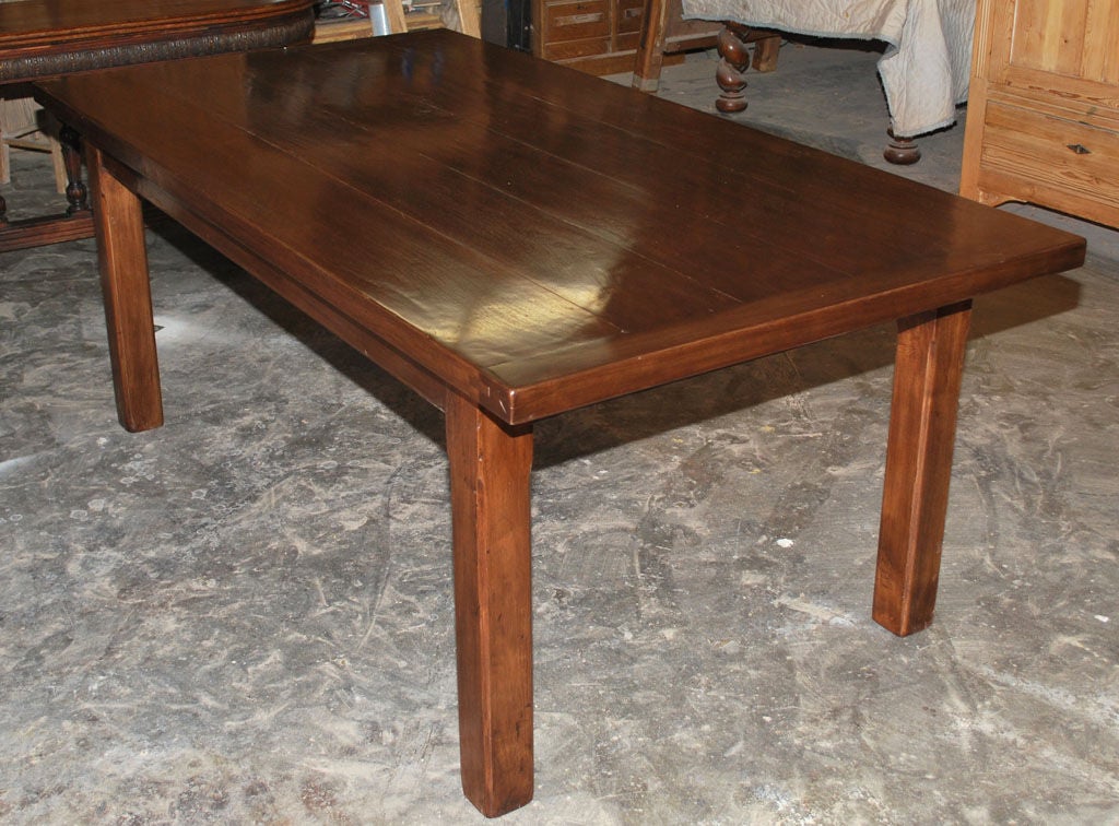 Dining table in distressed black walnut. Chamfered corners on legs.

To see some of our other tables featured on ShopAD: http://www.shopad.net/account/furniture.php?AID=petersenantiques