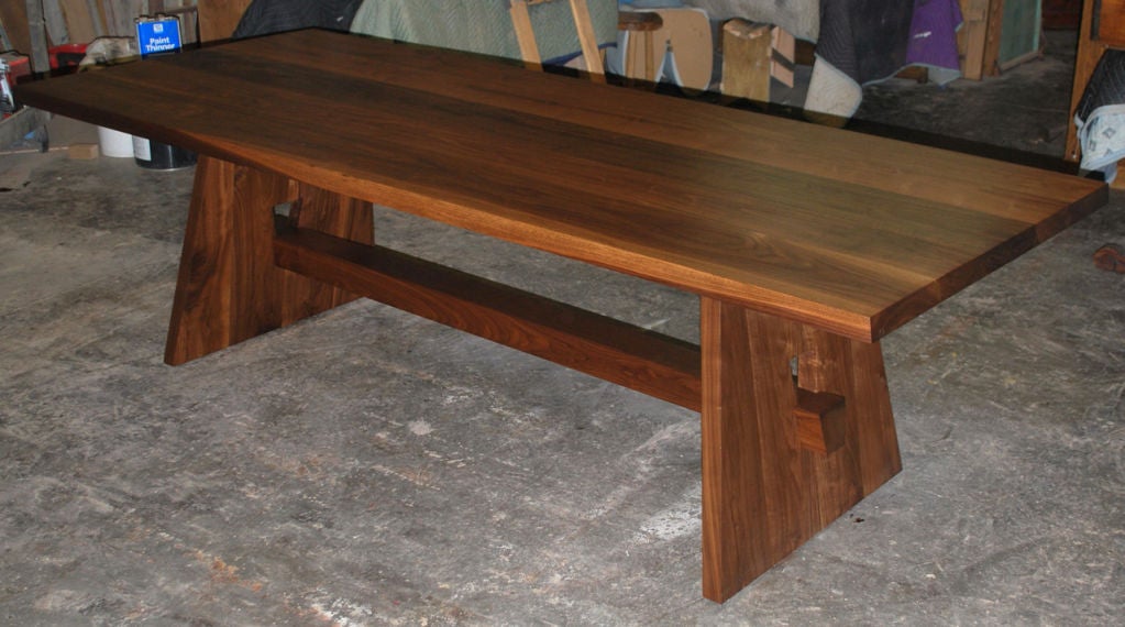 American Custom Dining Table in Black Walnut, Built to Order by Petersen Antiques For Sale