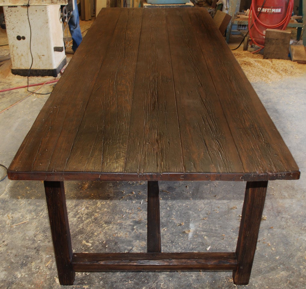 Martha Farm Table in Reclaimed Fir Custom Made by Petersen Antiques For Sale 1