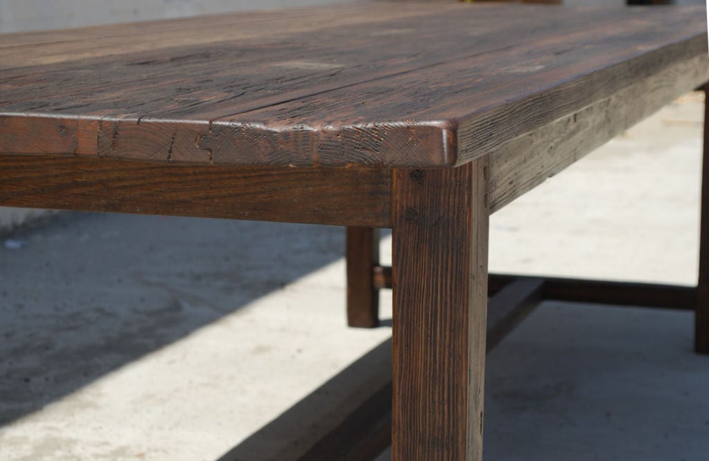Martha Farm Table in Reclaimed Fir Custom Made by Petersen Antiques In Excellent Condition For Sale In Los Angeles, CA