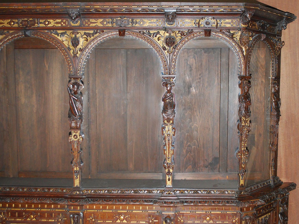 Carved Renaissance Style Vitrine Cabinet For Sale