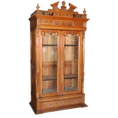 Ornate Cherry Wood Bookcase