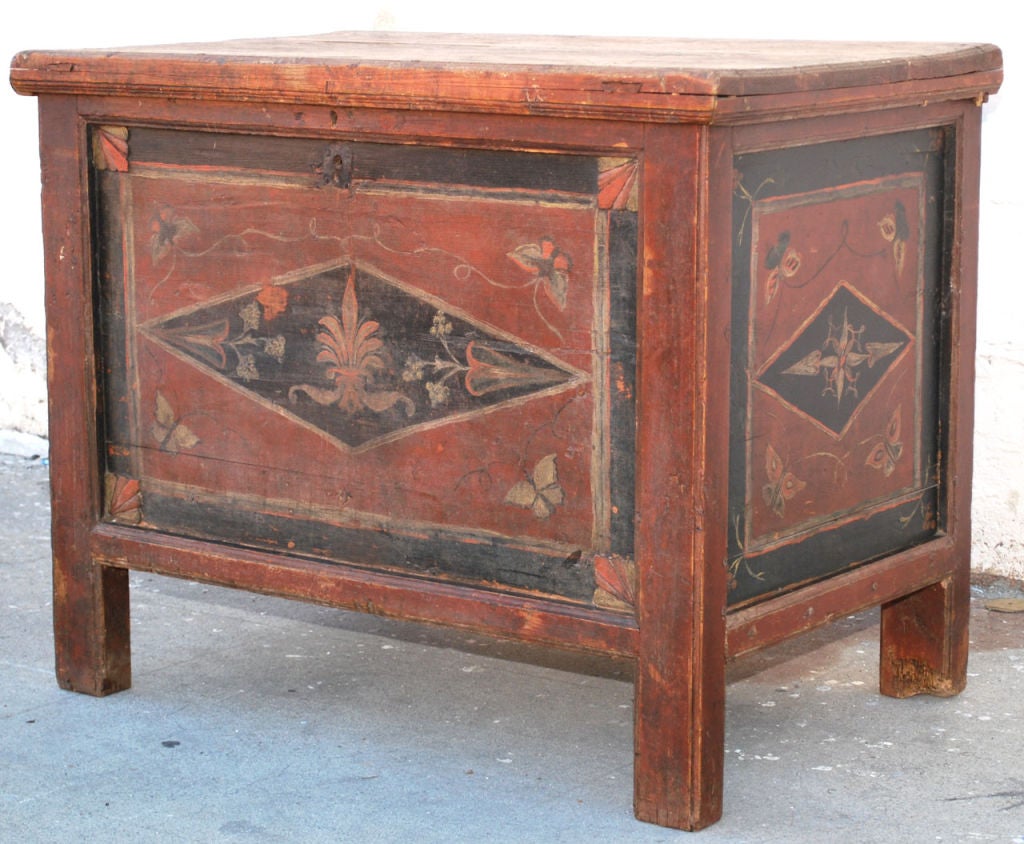 Large Hope Chest, Blanket Box with Butterflies