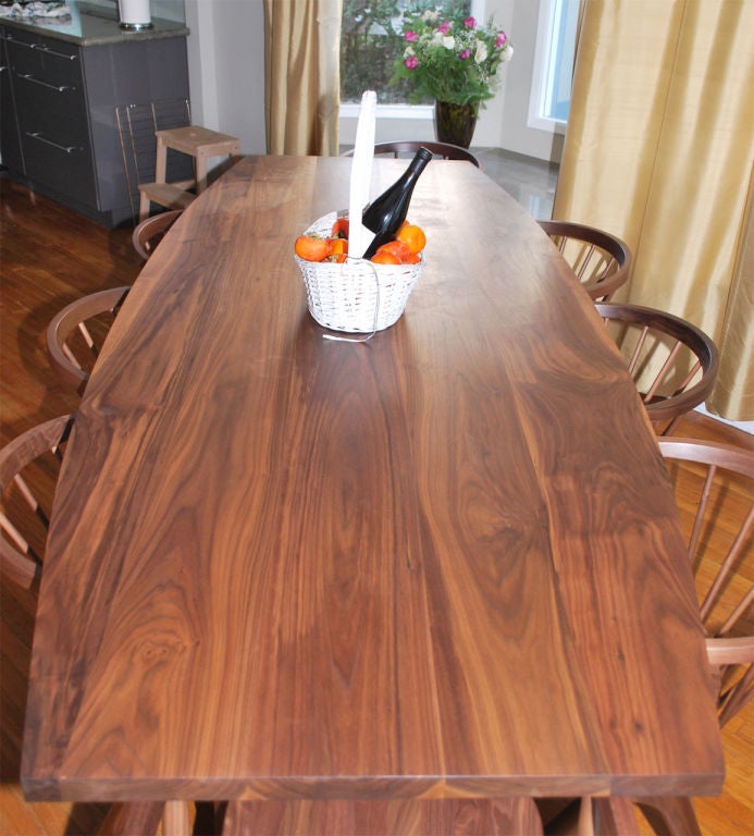 Hand-Crafted Walnut Dining Table, Custom Made by Petersen Antiques For Sale