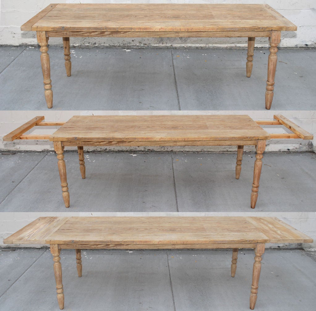 This expandable rustic dining table is made in vintage fir. As seen 84