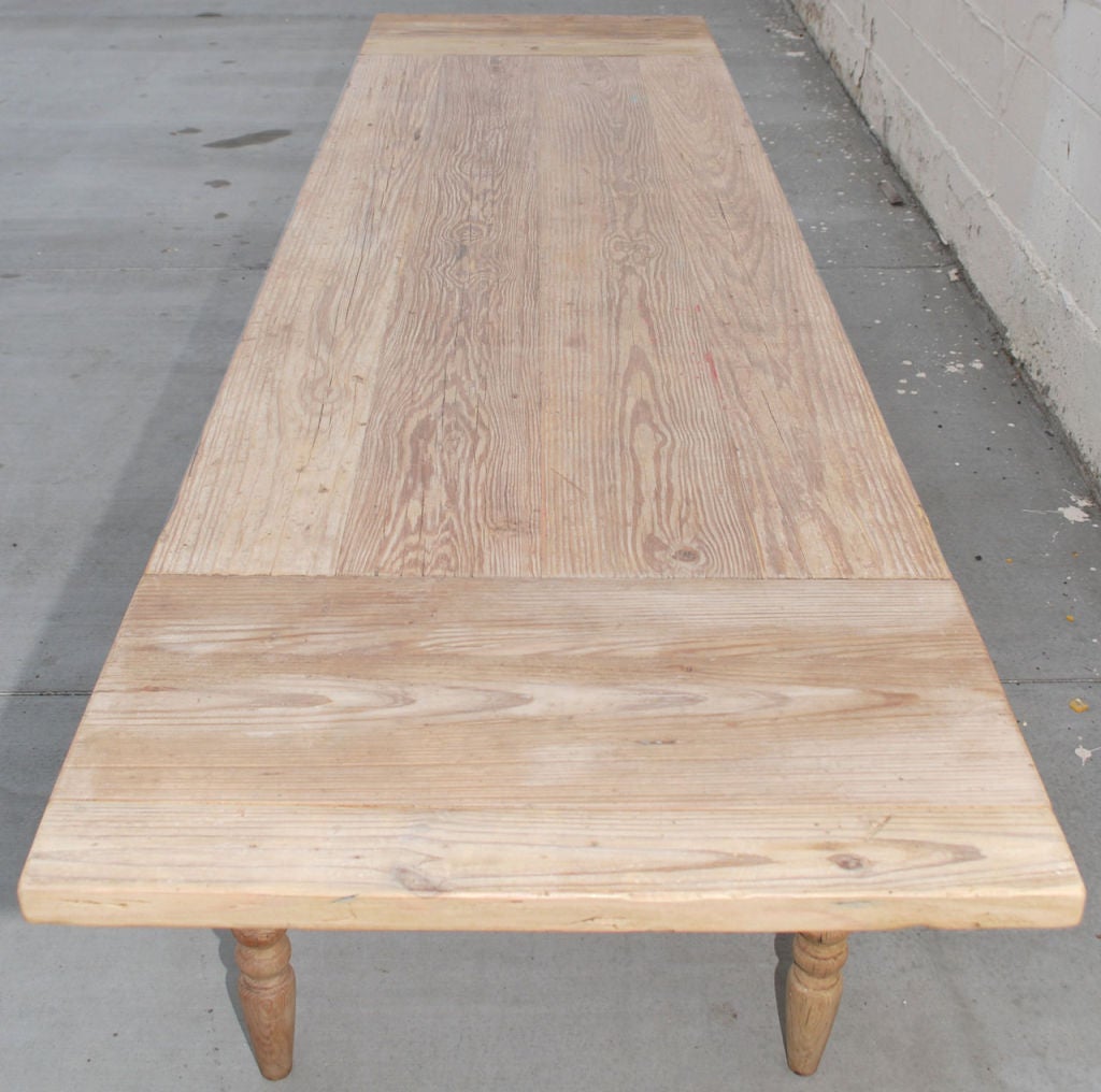 Dining Table with Extensions in Vintage Fir, Built to Order by Petersen Antiques In Excellent Condition In Los Angeles, CA