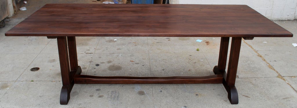 This dining table made from vintage black walnut is seen here in 42