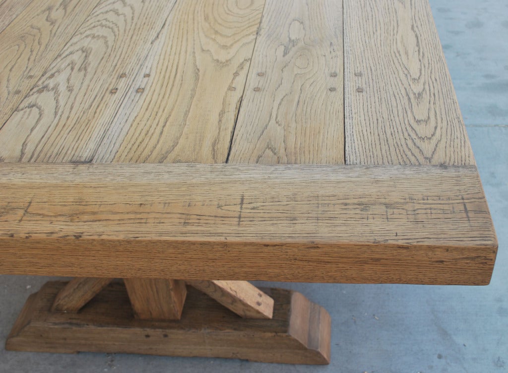 Massive Vintage Oak Farm Table, Custom Made by Petersen Antiques For Sale 1