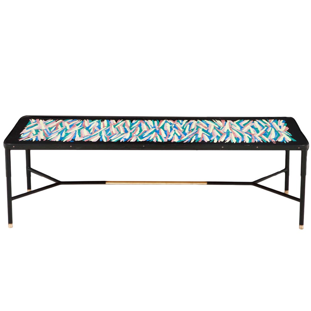 Italian Enameled Copper Coffee Table For Sale